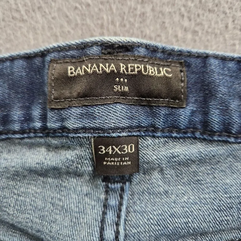 Banana Republic Factory Men 34X30(28) Slim Fit Casual Jeans Dark Wash Denim